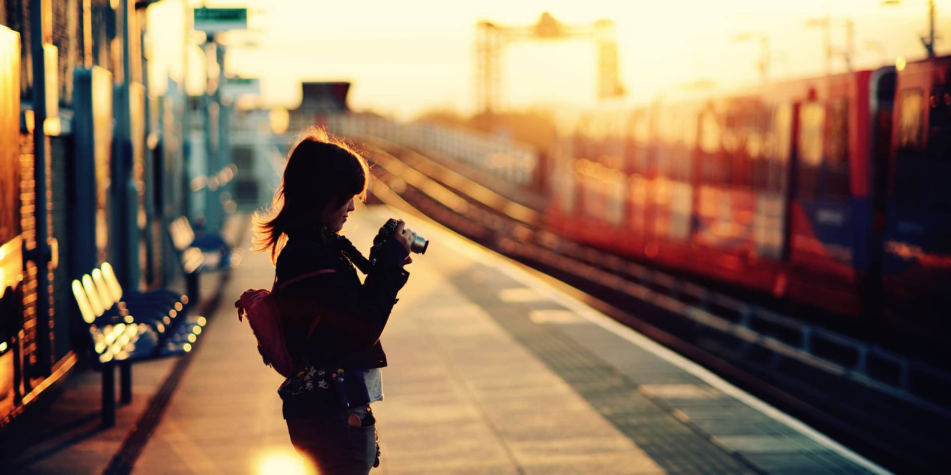 woman waiting for train
